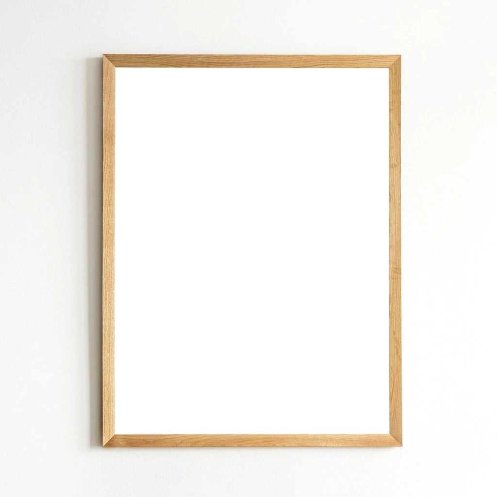 Mockup: wooden frame on the wall in a modern interior